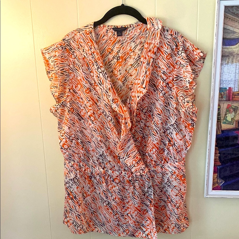 Banana Republic Cream Ruched Cap Sleeve Blouse